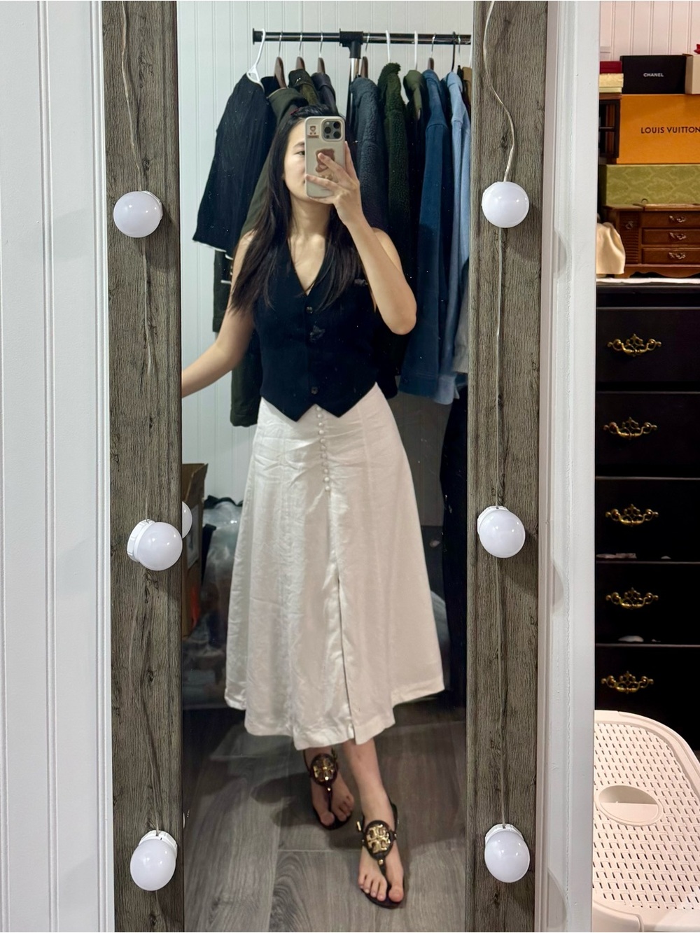 Banana Republic A-line Linen-Blend Midi Skirt